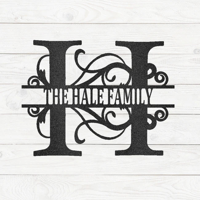 Split Letter Monogram - Steel Name Sign