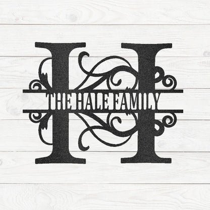 Split Letter Monogram - Steel Name Sign