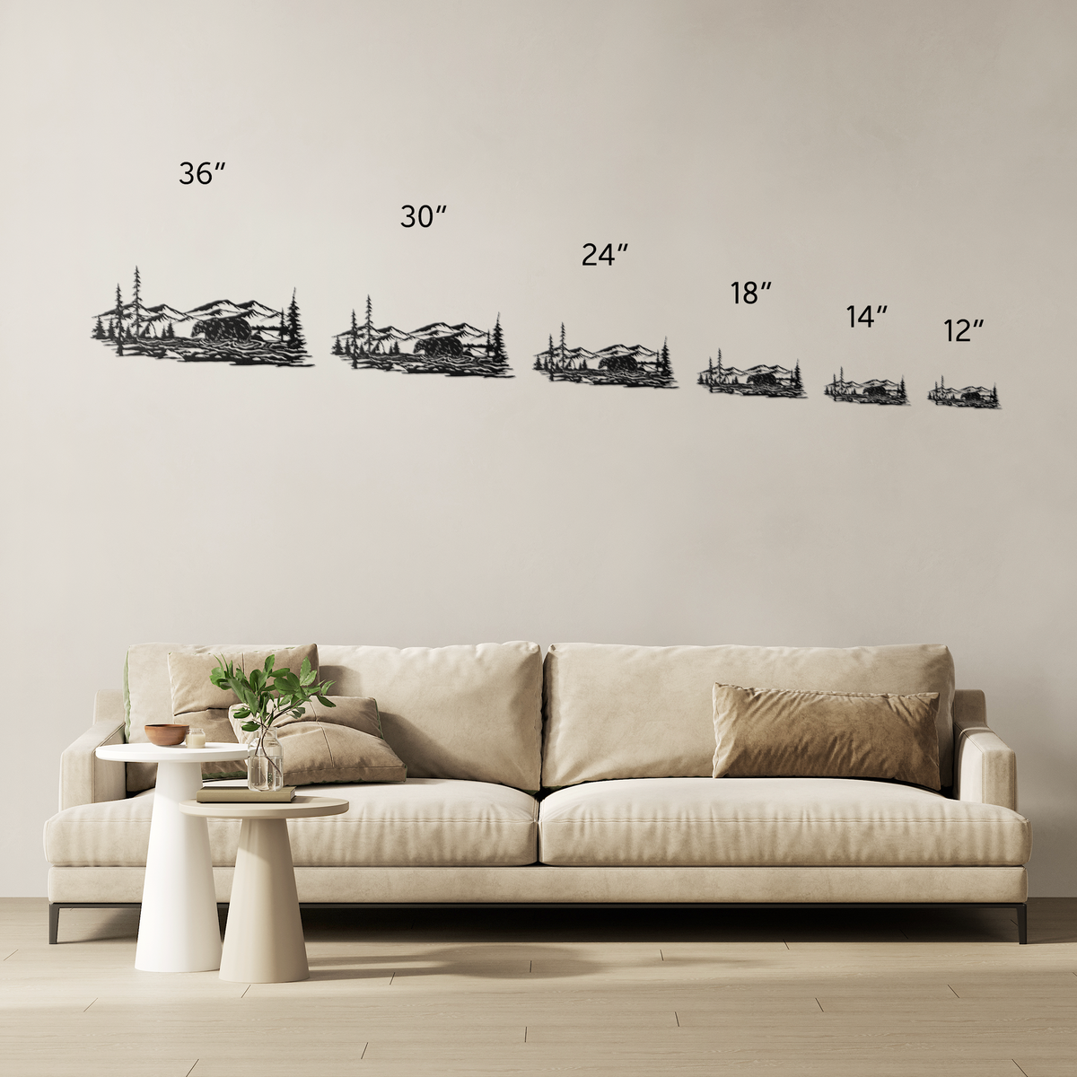 Bear Mountain Stream Scene | Metal Wildlife Wall Art