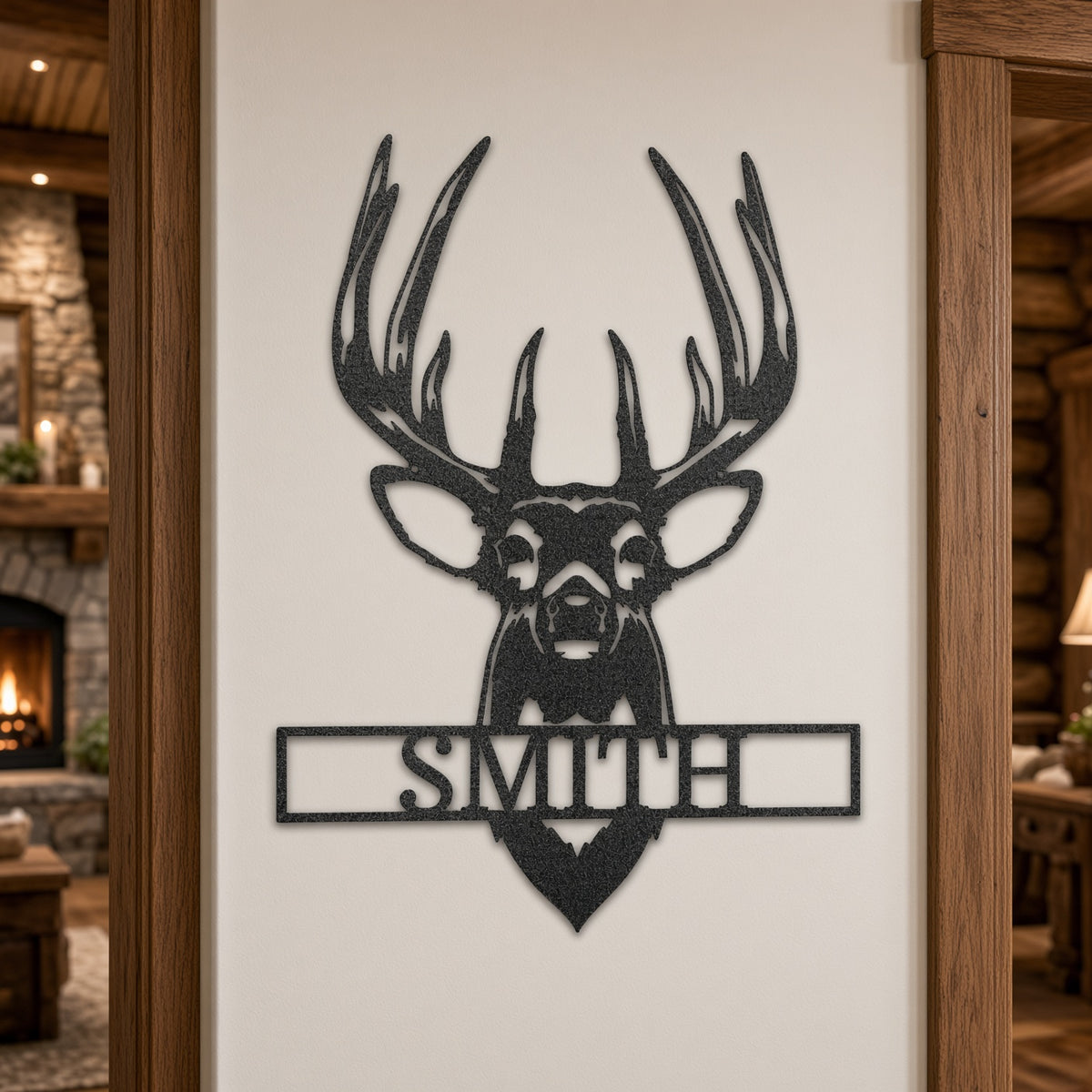 Buck Mount Monogram - Steel Deer Metal Art Sign