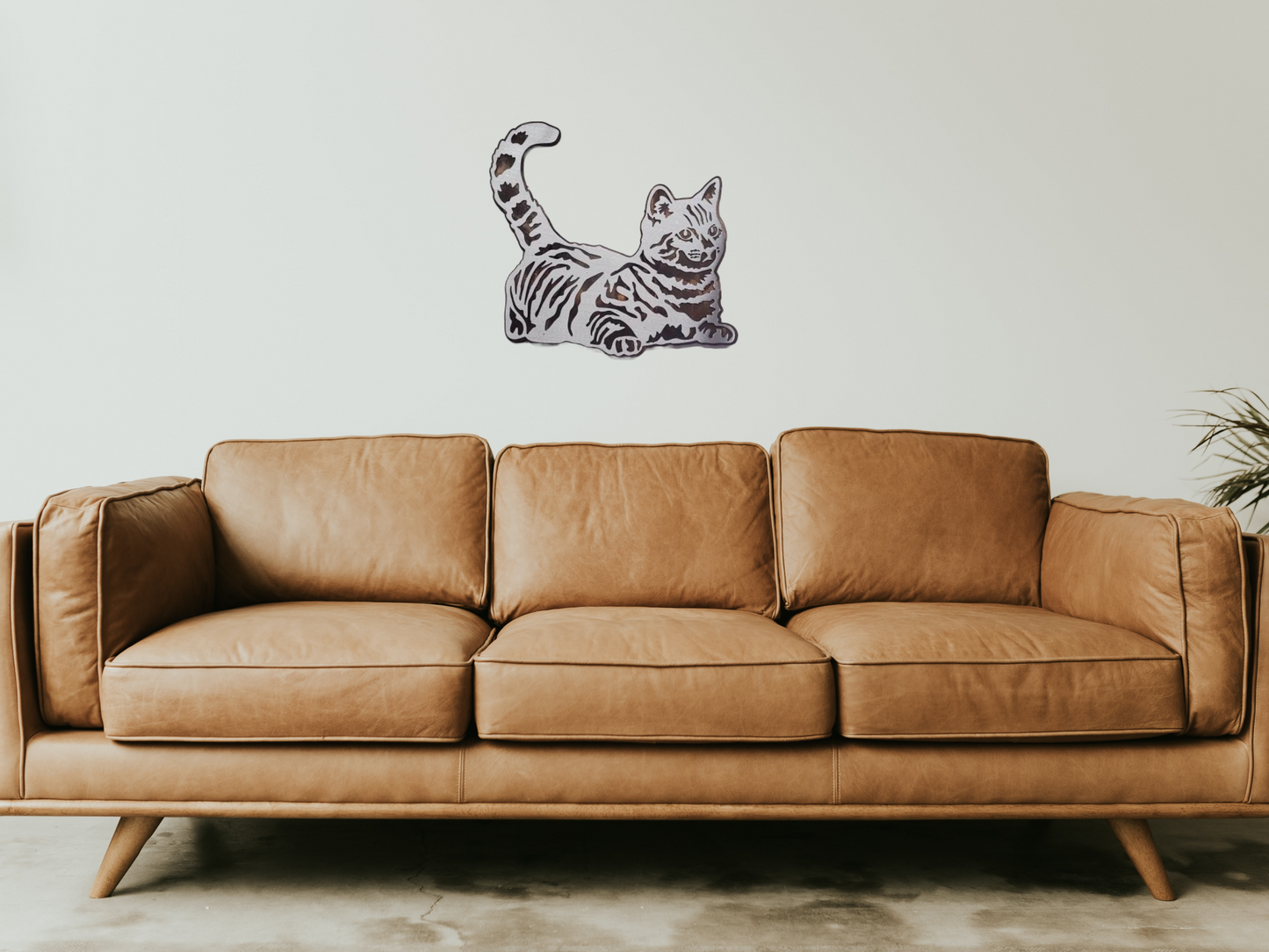 Whisker Whimsy: House Cat Metal Art on Wood