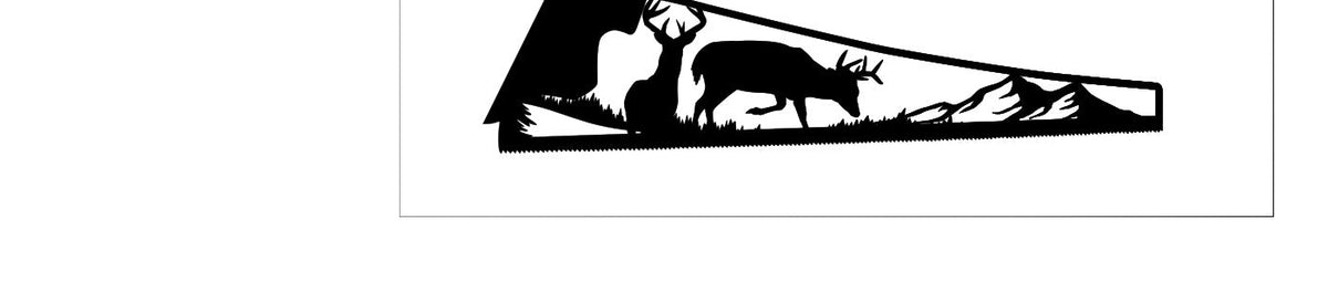 Deer saw blade design - buck grazing mountain scene