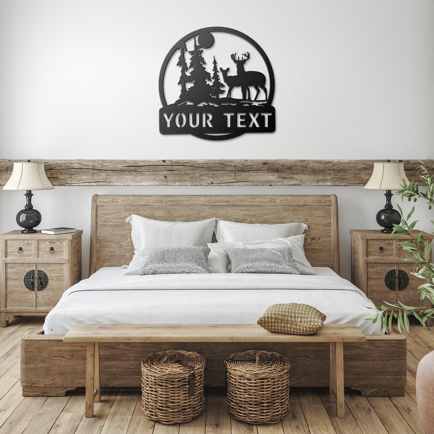deer tree scene monogram
