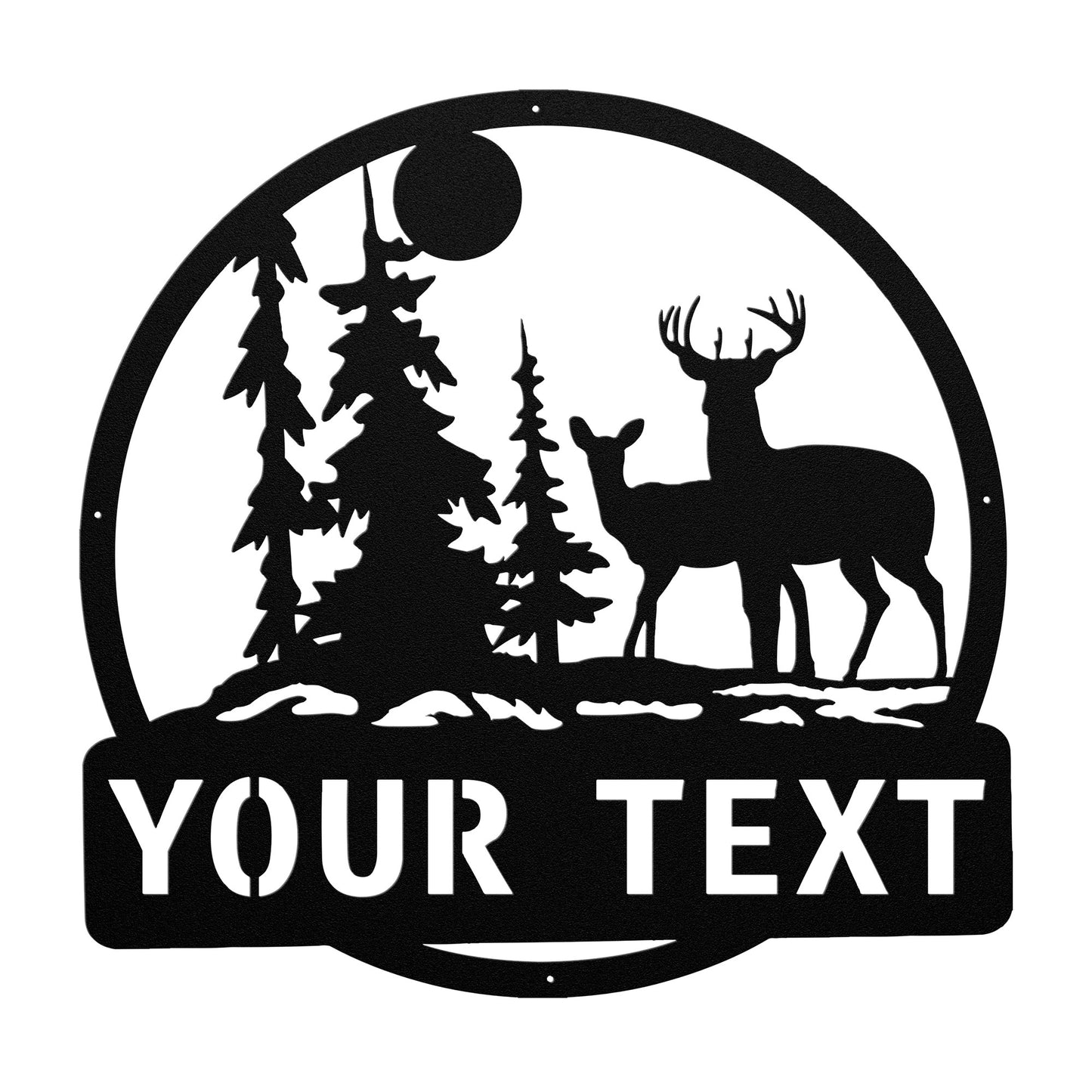deer tree scene monogram