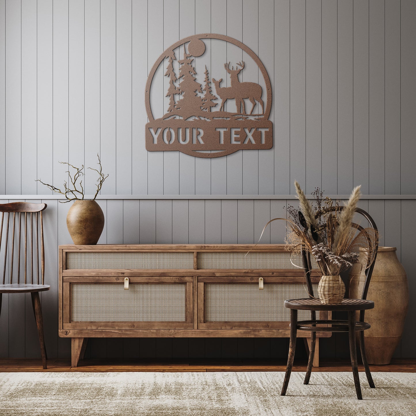 deer tree scene monogram