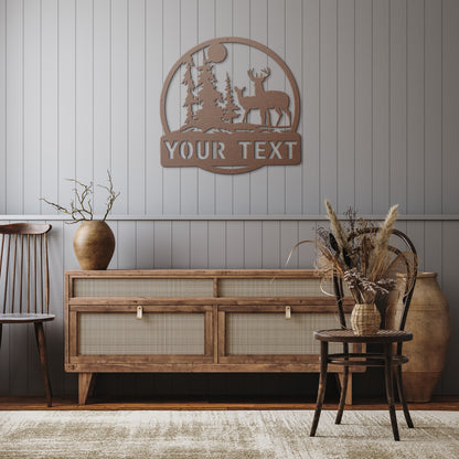 deer tree scene monogram