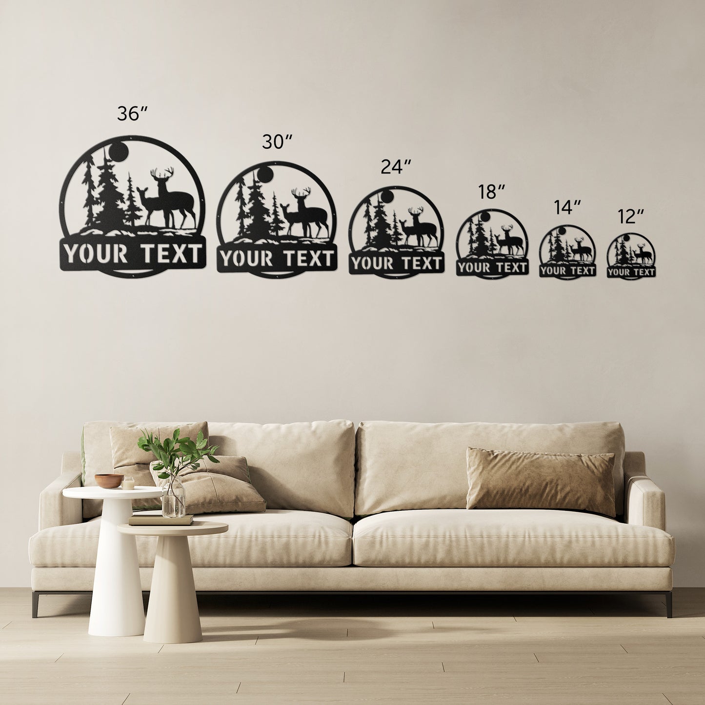 deer tree scene monogram