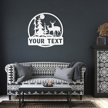 deer tree scene monogram