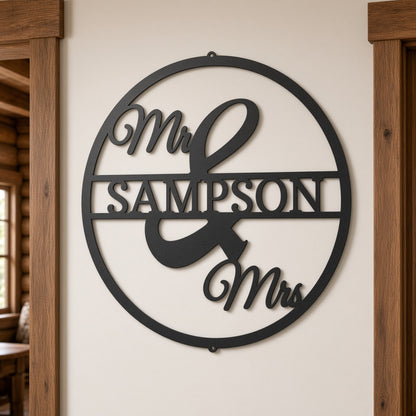 Mr and Mrs Circle Personalized Monogram