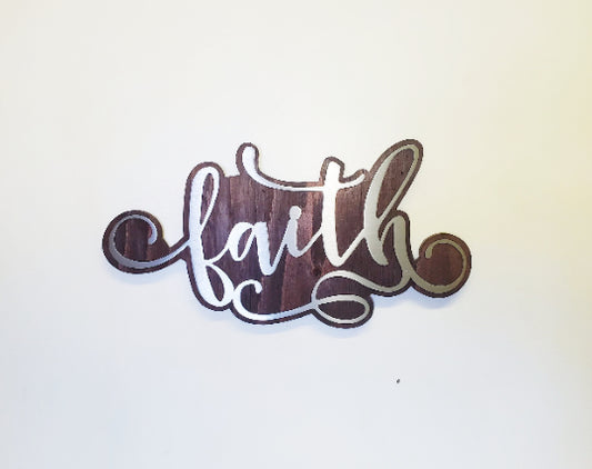 Faith Stylized Word | Metal Art on Wood | Made in USA