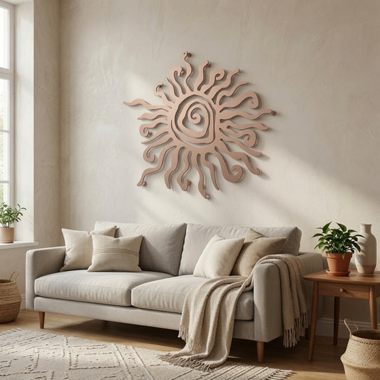 Boho Spiral Sun / Sunburst Metal Wall Art