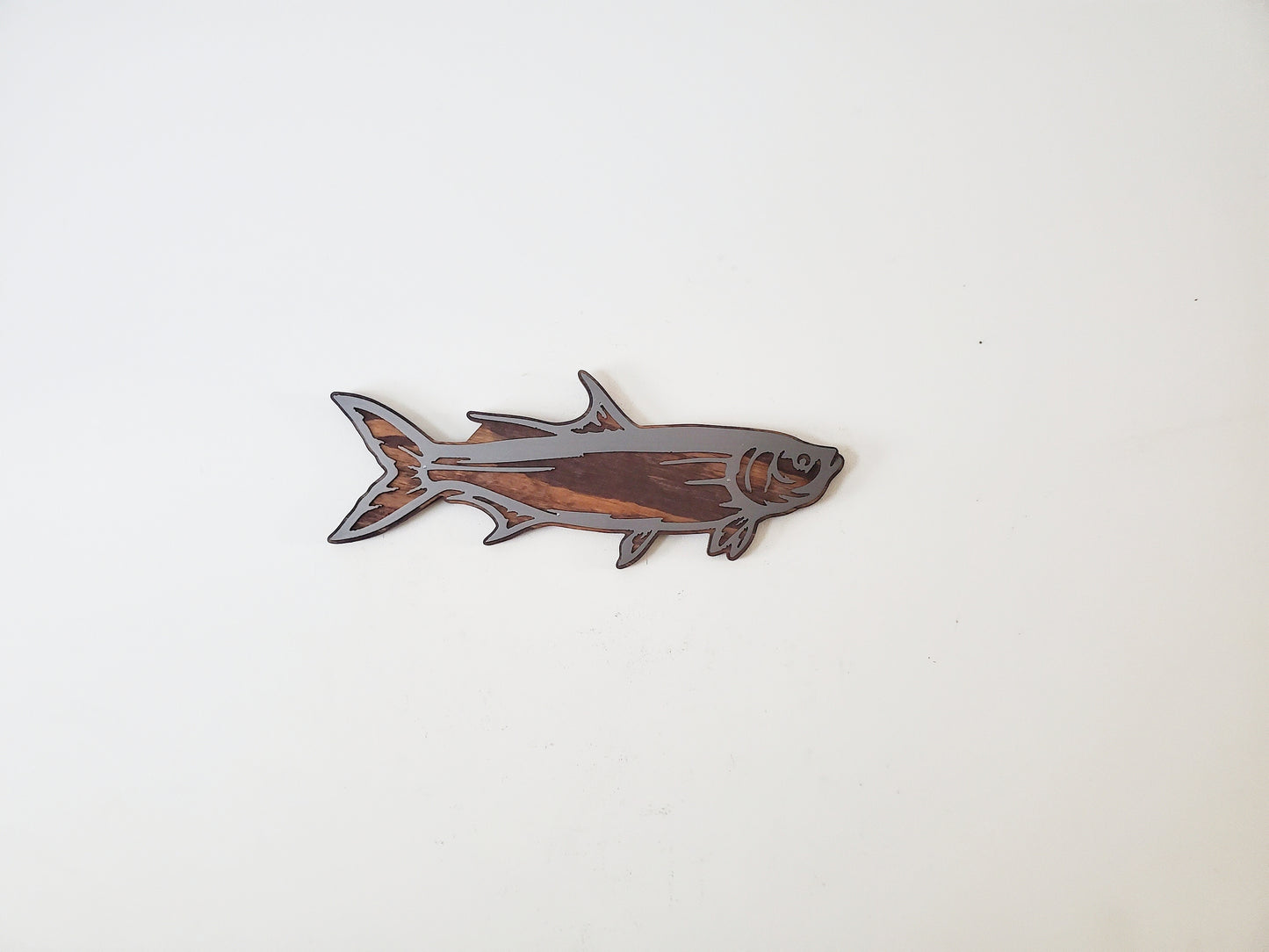 Tarpon Fish Metal Art on Wood