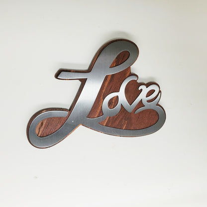 Love Stylized Word Metal Art on Wood | Made in USA