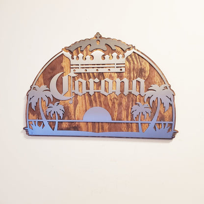 Corona Style Beach Beer Sign | Metal Art on Wood | Made in Minnesota