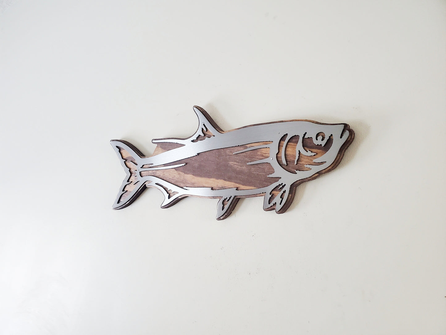 Tarpon Fish Metal Art on Wood