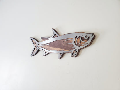 Tarpon Fish Metal Art on Wood