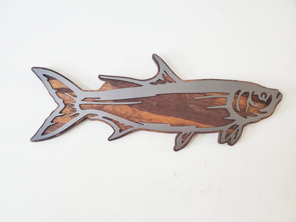 Tarpon Fish Metal Art on Wood
