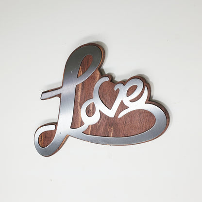 Love Stylized Word Metal Art on Wood | Made in USA