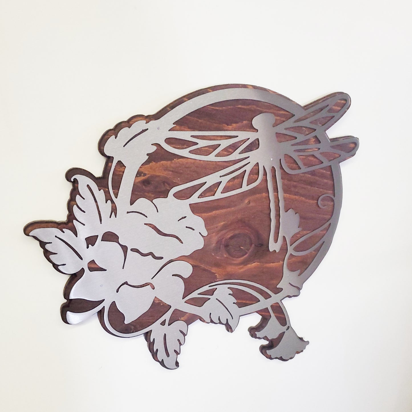 Dragonfly metal art wall art decor  metal on wood dragon fly rustic wall hanging    Made in USA   steel office sign