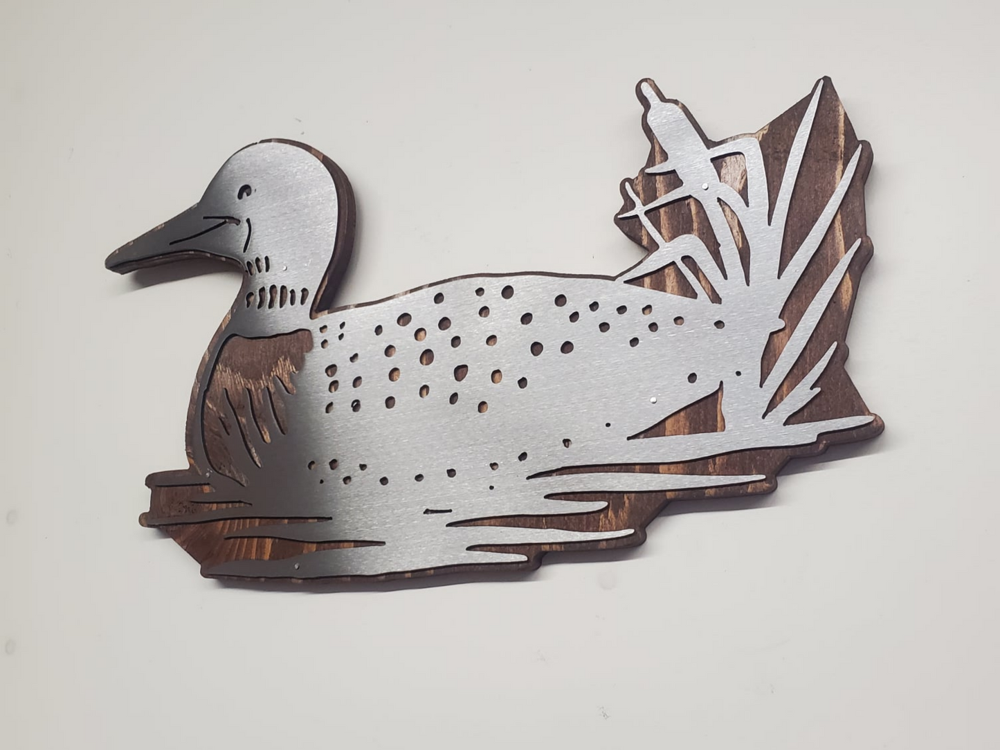 Common Loon Metal Wall Art on Rustic Wood