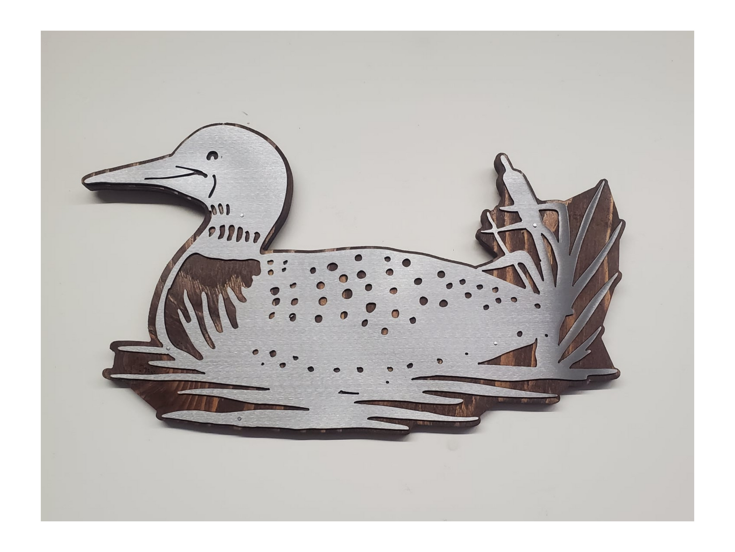 Common Loon Metal Wall Art on Rustic Wood