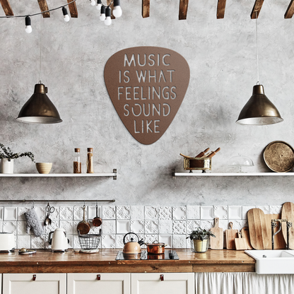 Music Is What Feelings Sound Like | Metal Guitar Pick Wall Art