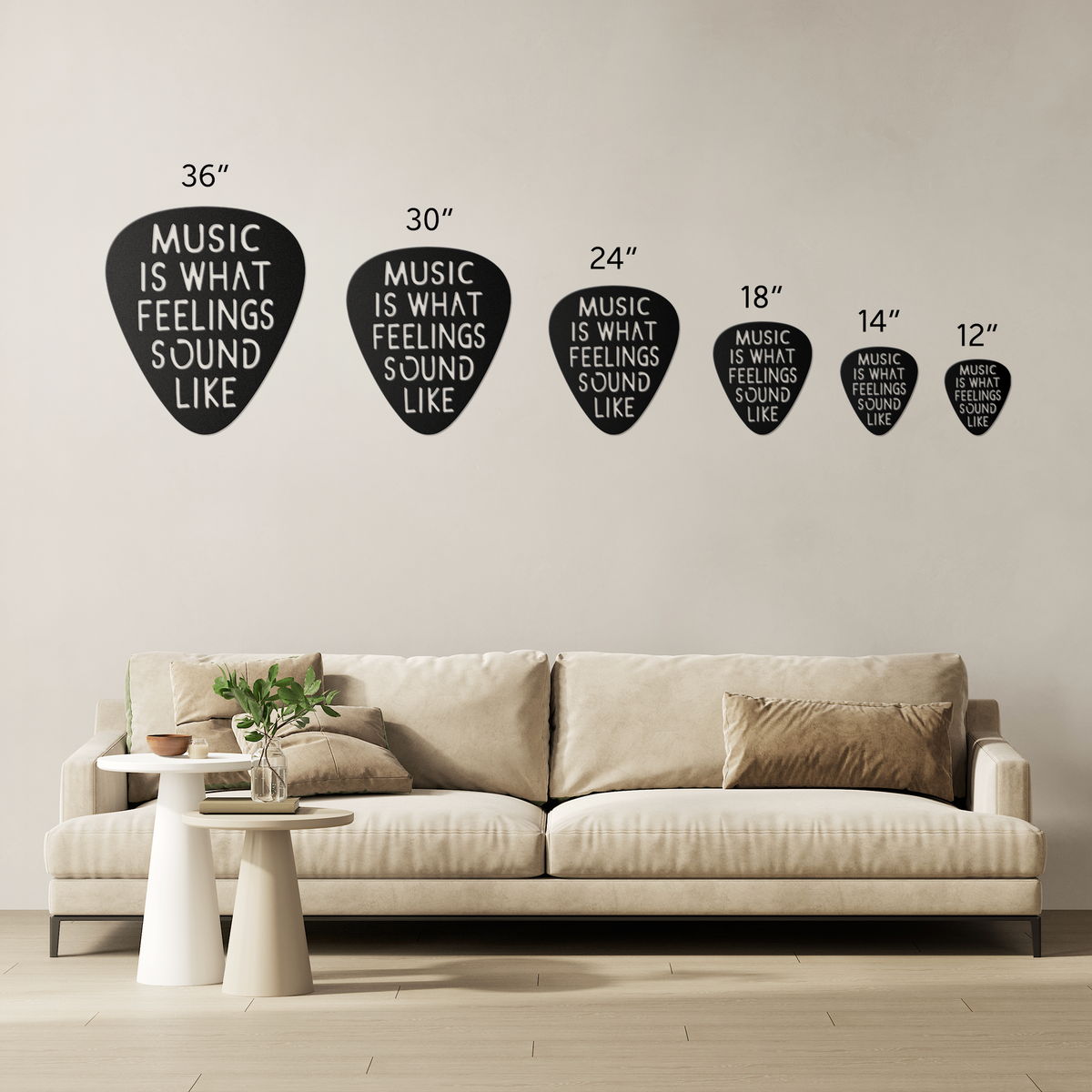 Music Is What Feelings Sound Like | Metal Guitar Pick Wall Art
