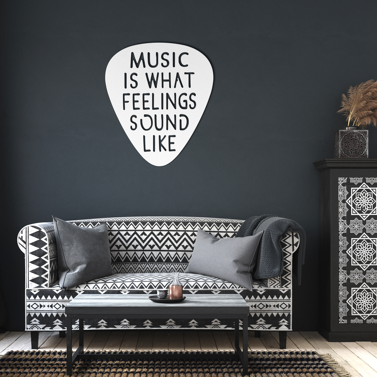 Music Is What Feelings Sound Like | Metal Guitar Pick Wall Art