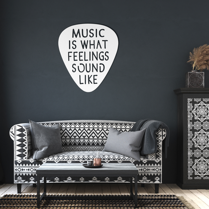 Music Is What Feelings Sound Like | Metal Guitar Pick Wall Art