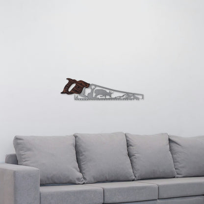 Whitetail deer hand saw wall art video, two bucks saw hanging above a couch