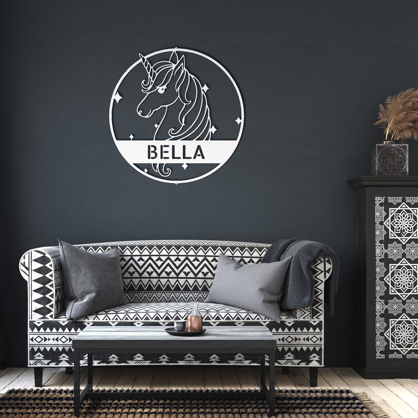 Cute Unicorn Monogram - Steel Sign