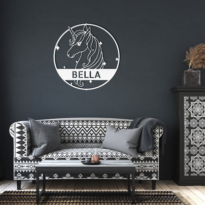 Cute Unicorn Monogram - Steel Sign