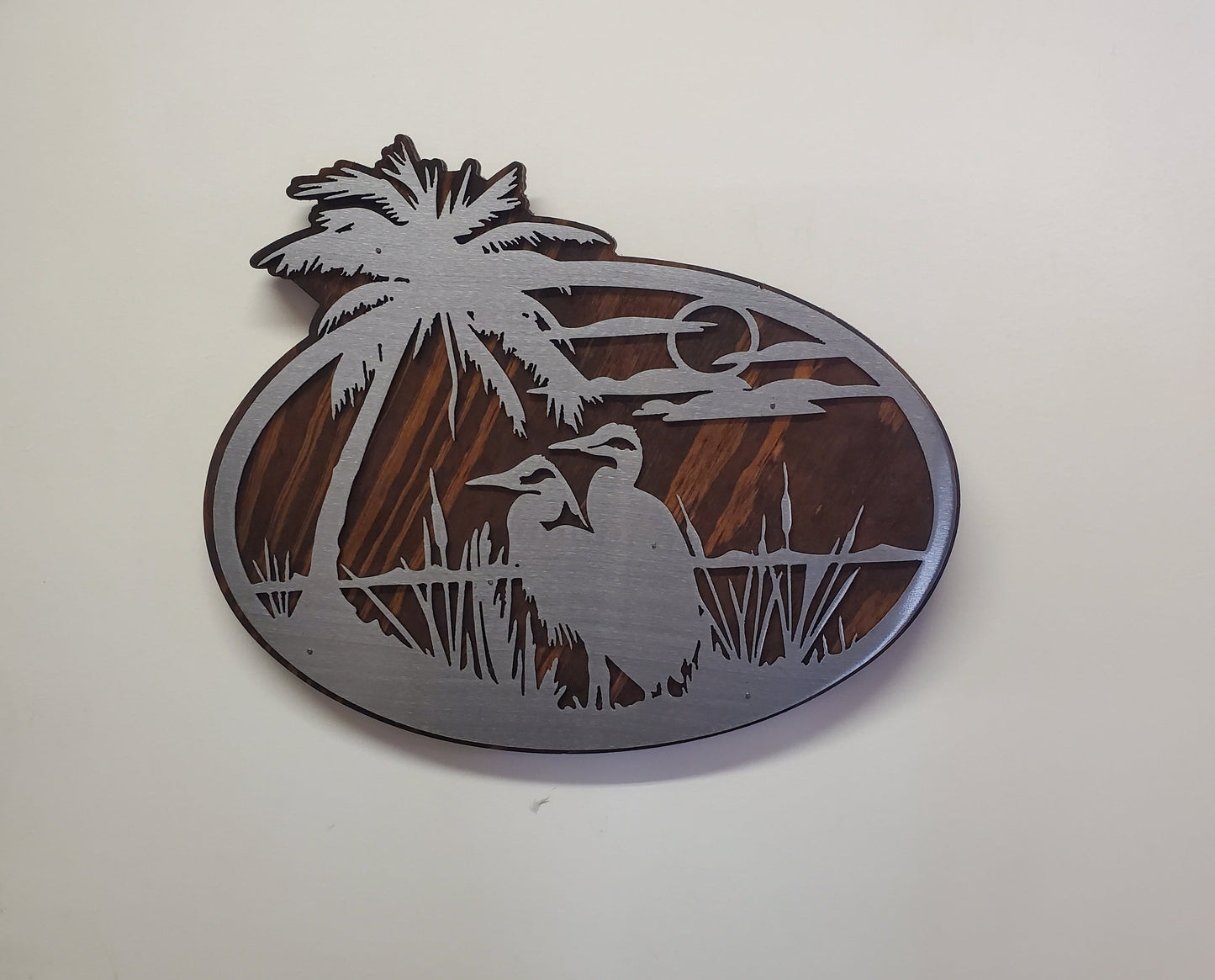 Blue Heron beach scene | Rustic Wood and Metal Egret bird Wall Décor |  Made in USA  fb