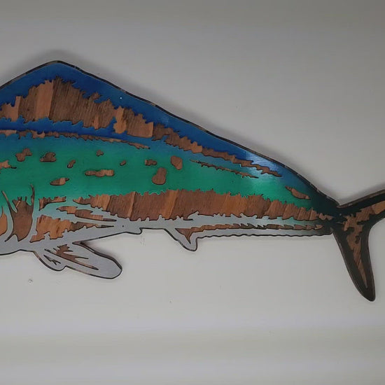 mahi mahi fish beamish metal works metal art on wood