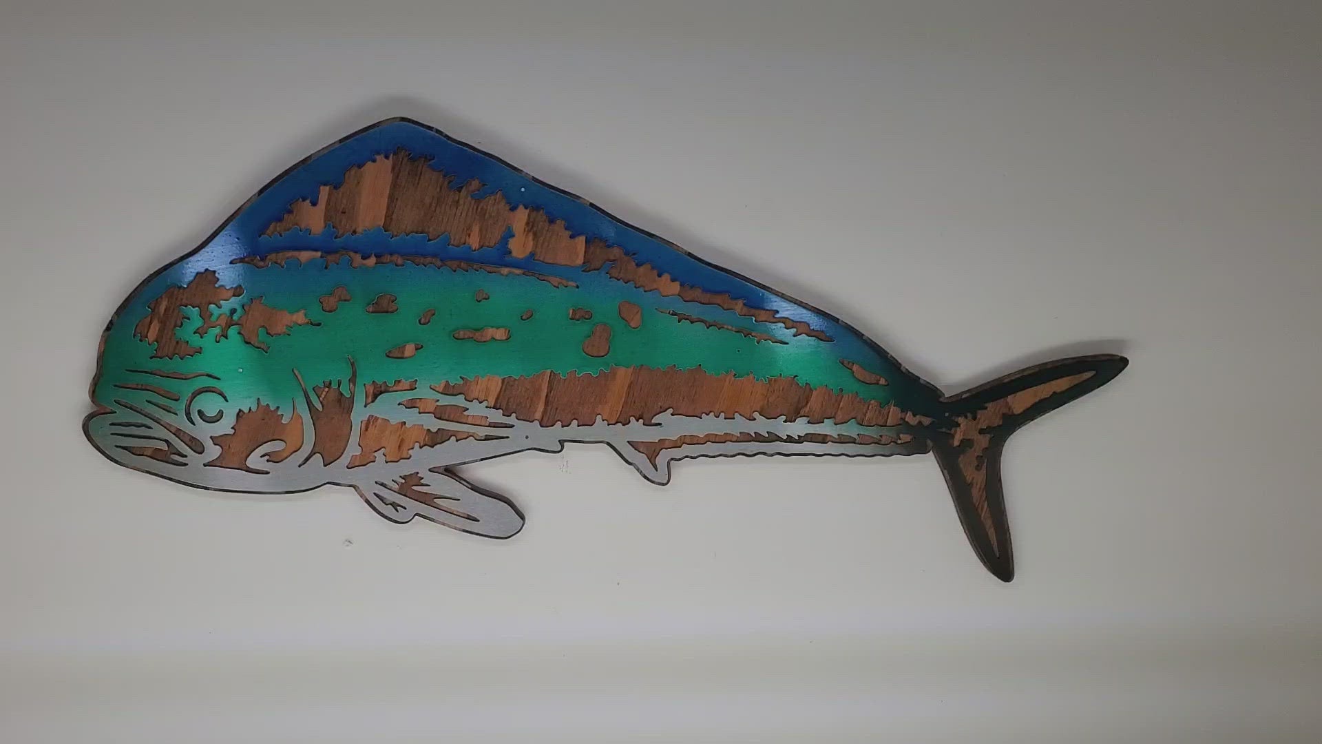 mahi mahi fish beamish metal works metal art on wood