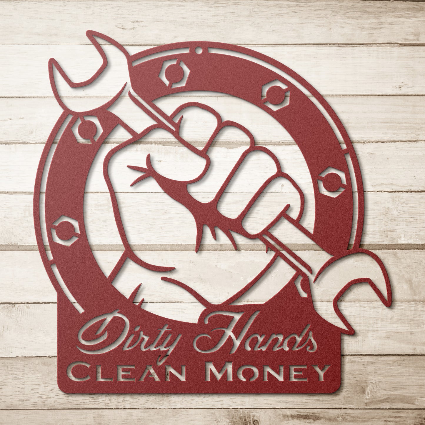 Dirty Hands Clean Money Garage Sign | Metal art wall decor | gift for dad \ USA