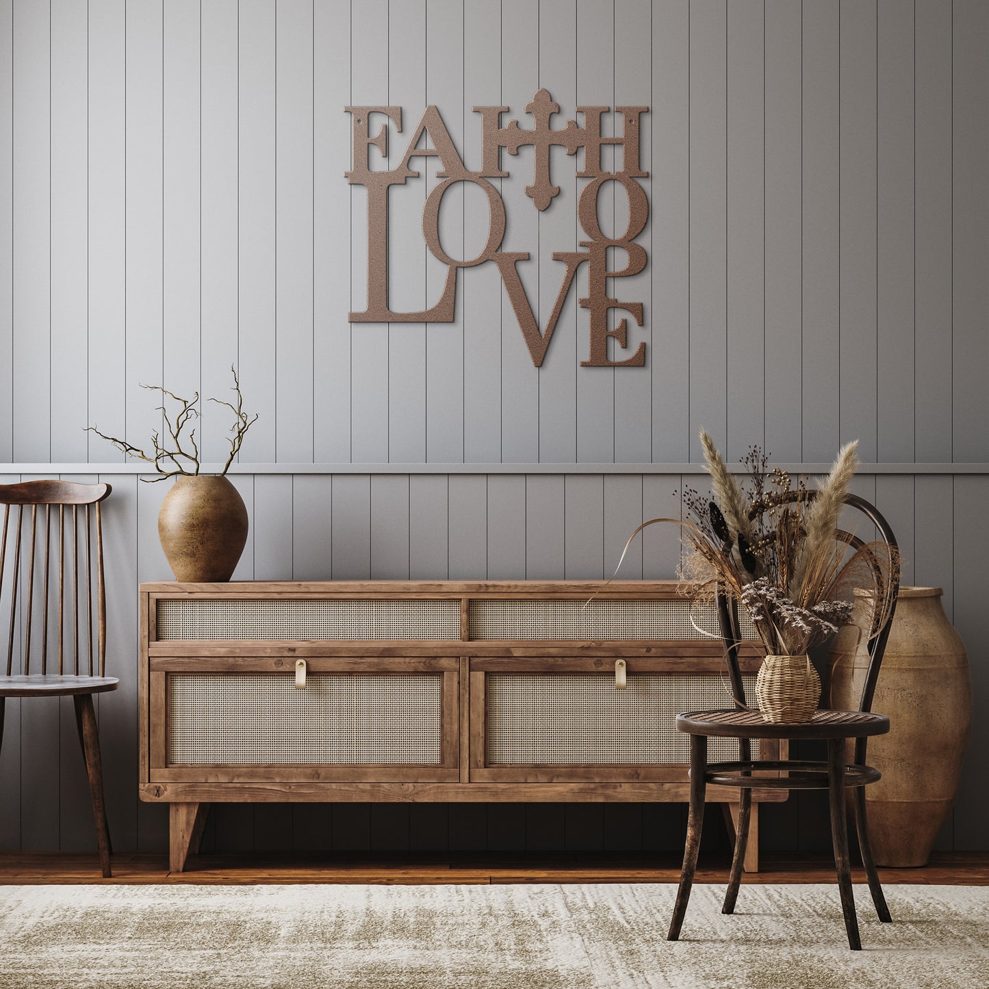 Faith, Hope, and Love Metal Wall Art for a Charming and Rustic Look - Metal Art - USA