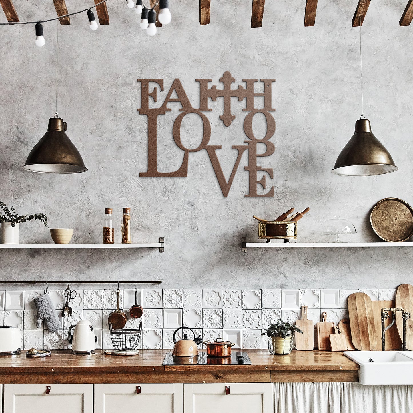 Faith, Hope, and Love Metal Wall Art for a Charming and Rustic Look - Metal Art - USA