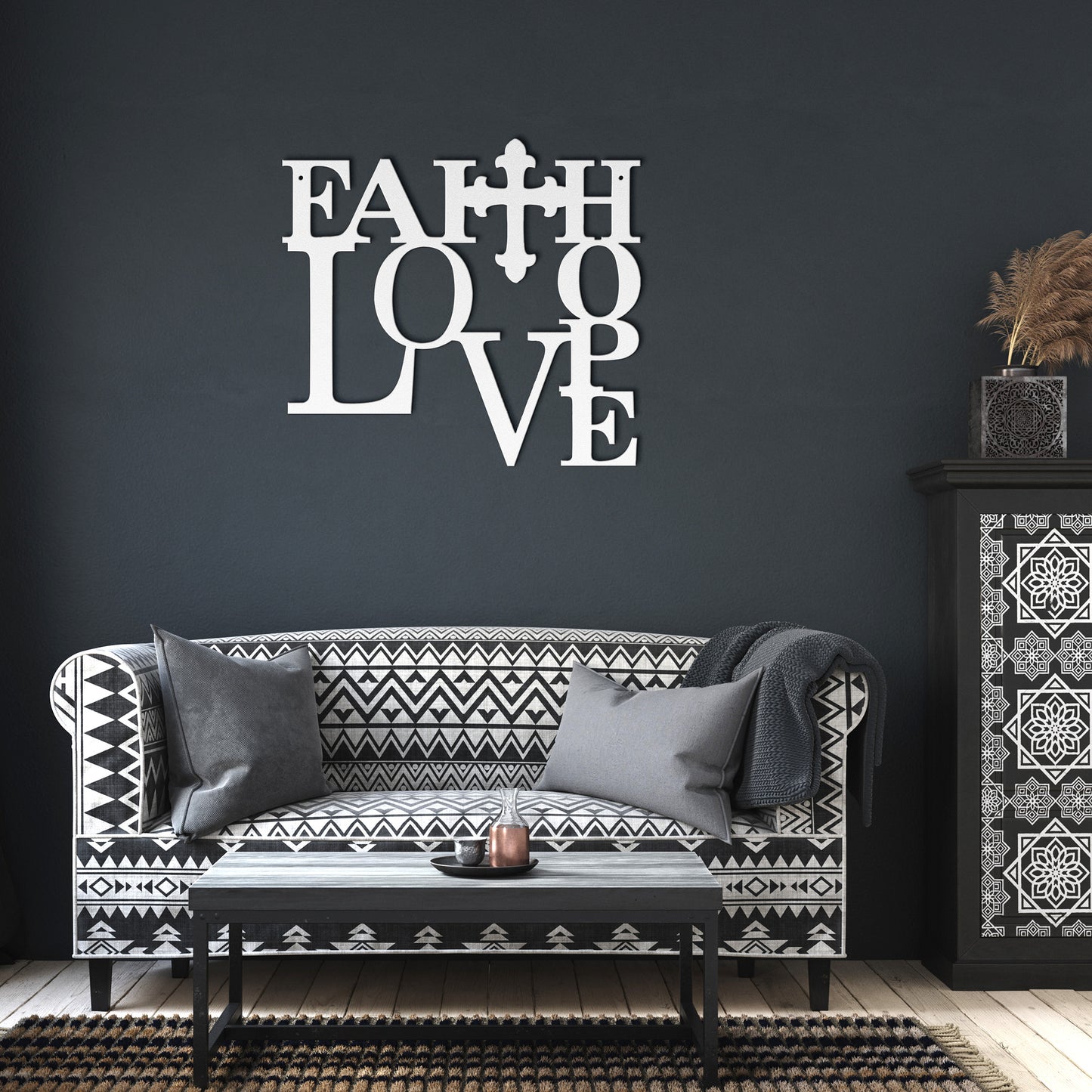 Faith, Hope, and Love Metal Wall Art for a Charming and Rustic Look - Metal Art - USA