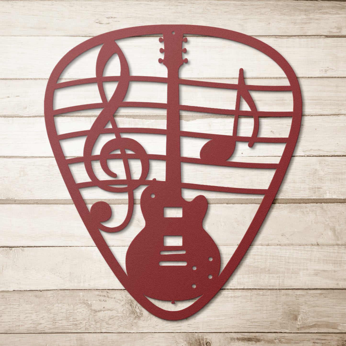 Guitar Pick Metal Art with Musical Notes and Guitar Design | Metal Art Decor