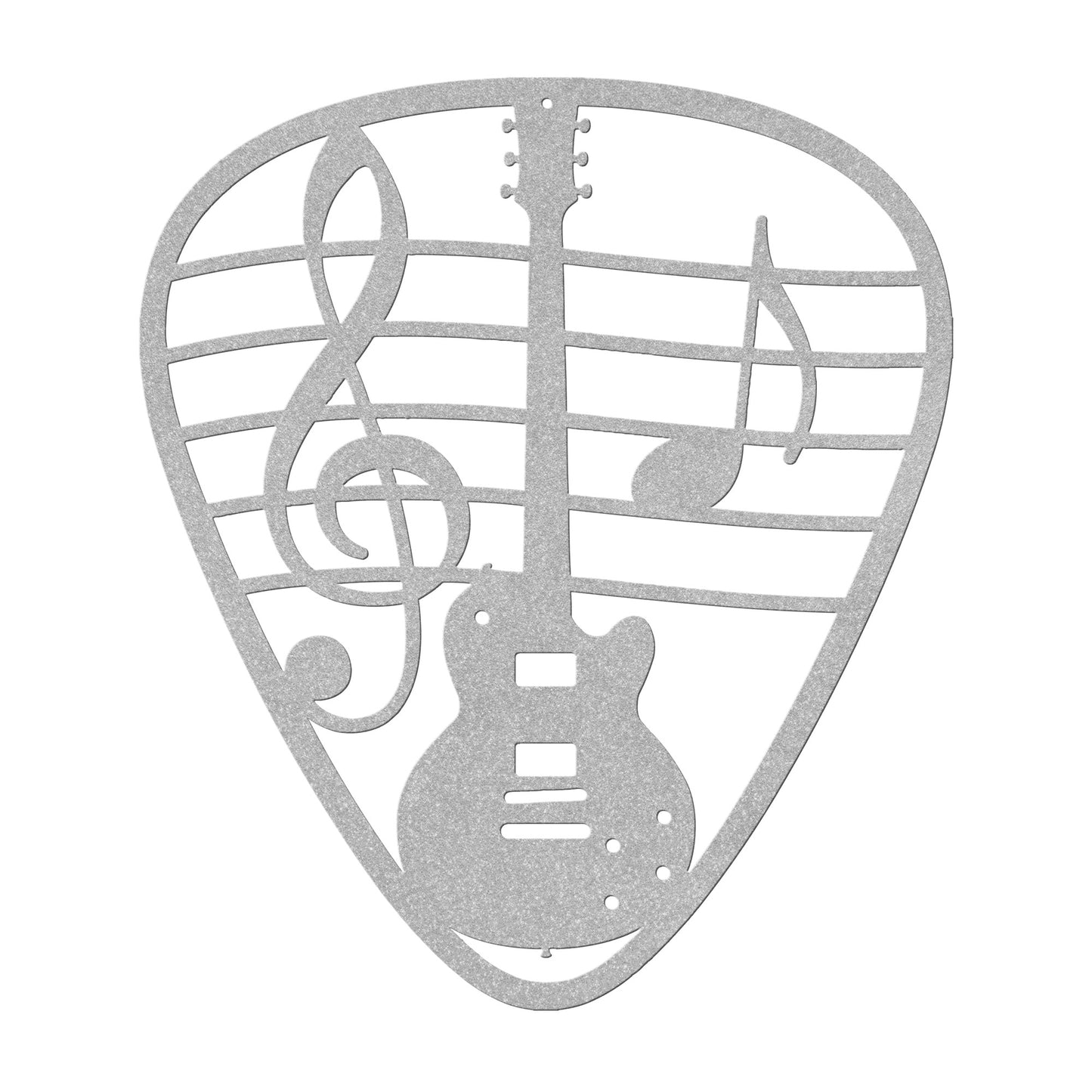 Guitar Pick Metal Art with Musical Notes and Guitar Design | Metal Art Decor