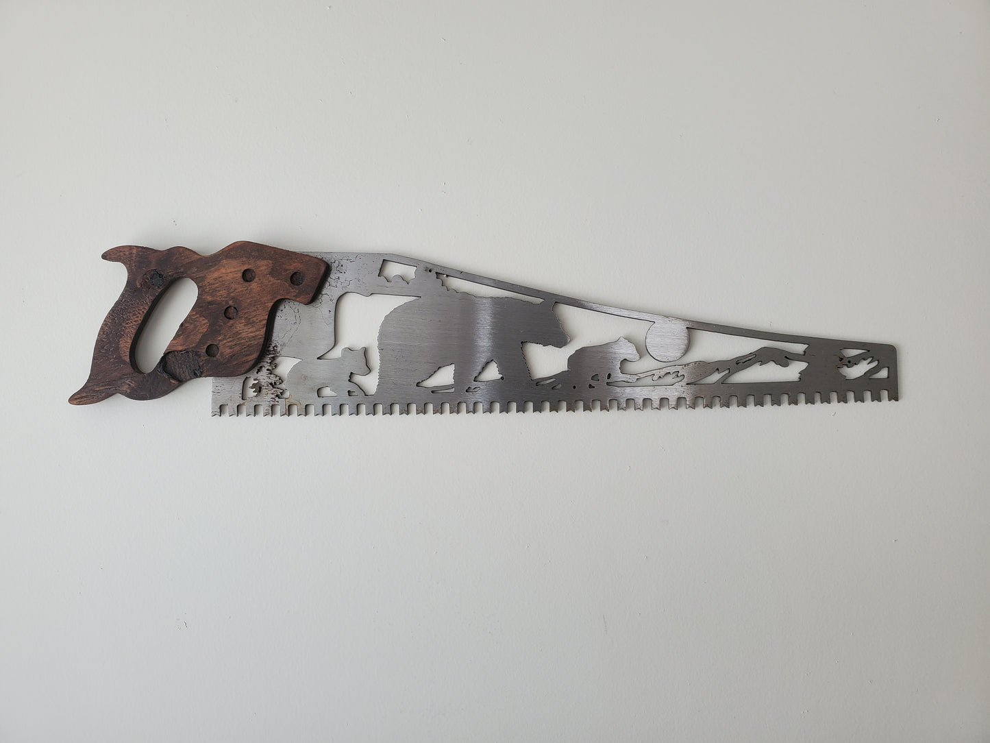 Bear Scene Art Saw | Metal Art Handsaw Wall Decor | saw blade art | made in USA