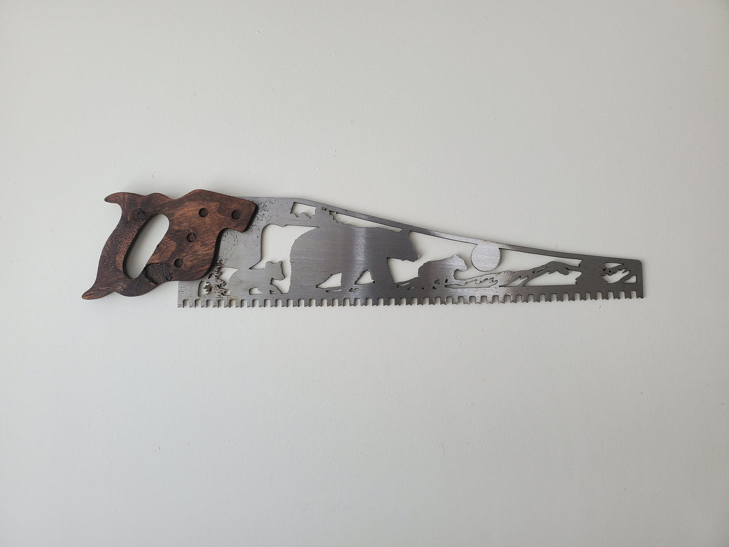 Bear Scene Art Saw | Metal Art Handsaw Wall Decor | saw blade art | made in USA