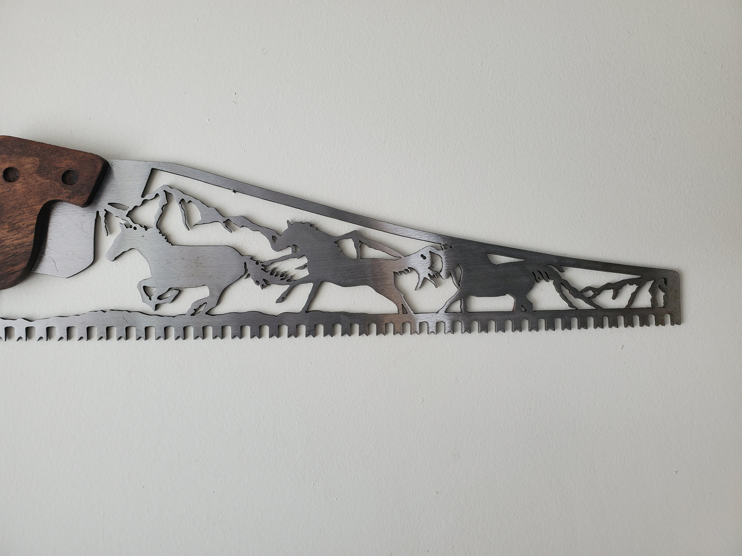 Horse Scene at farm | Metal Art Handsaw Wall Decor