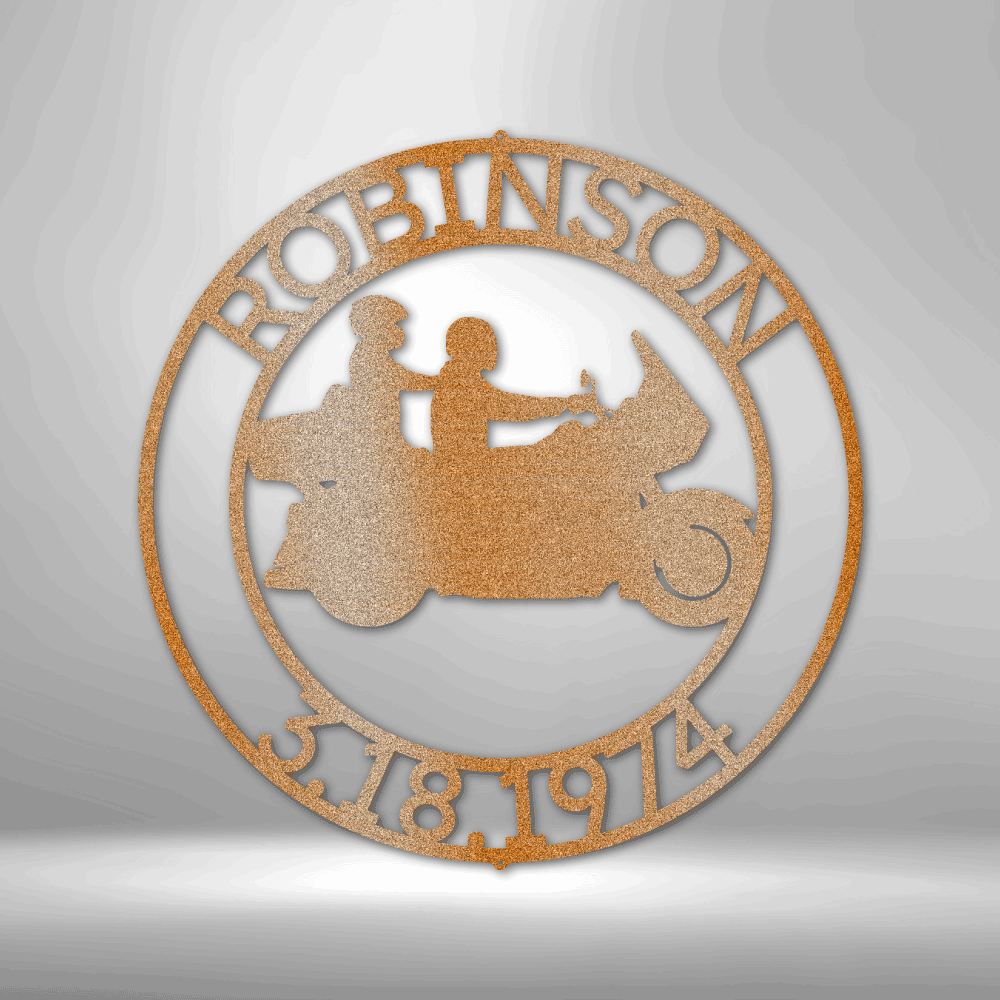 Metal Sign Rider Motorcycle Rider Couples Monogram Metal Sign – Beamish Metal Works
