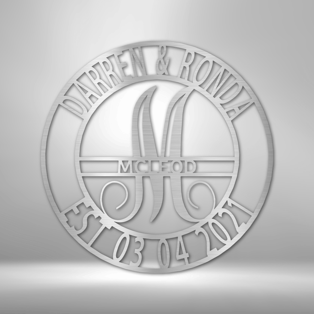 silver monogram metal