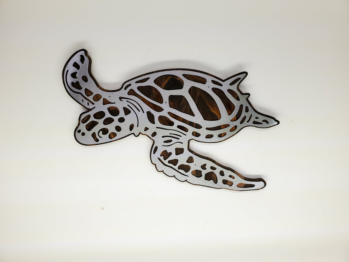 Sea Turtle Metal Art on Wood