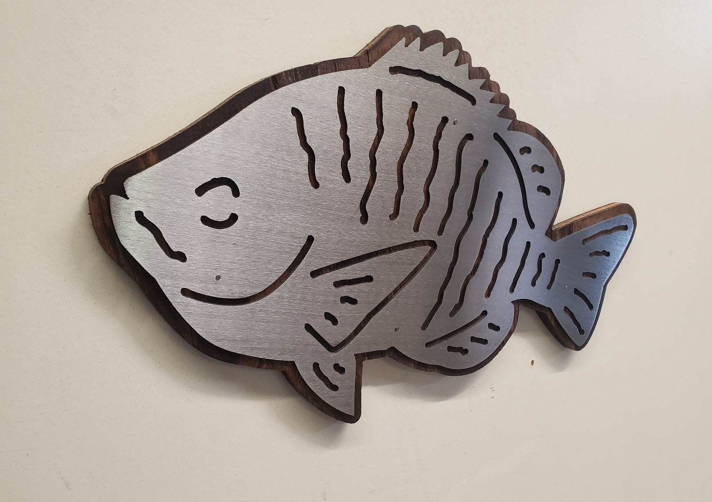 Fresh Water Sunfish Metal Art on Wood