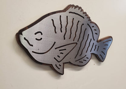 Fresh Water Sunfish Metal Art on Wood