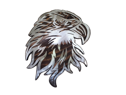 Bald Eagle Metal on Wood Wall Art | Eagle Head Plaque | Made in USA | Wildlife Wall Décor